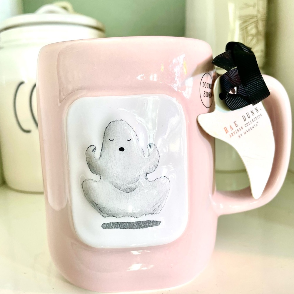 Rae Dunn Pink Ghost Mug Namaste Ghosty